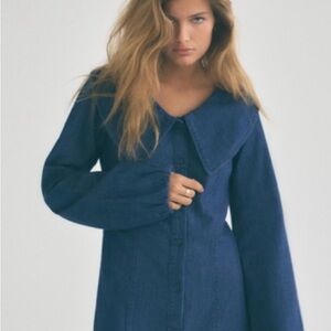 Zara Peter Pan Collar Denim Dress NWT